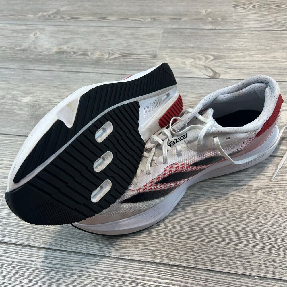 Adidas Adizero SL 2 Men's Performance Running Shoes White Black Red EUC Size 12 - Picture 3 of 7